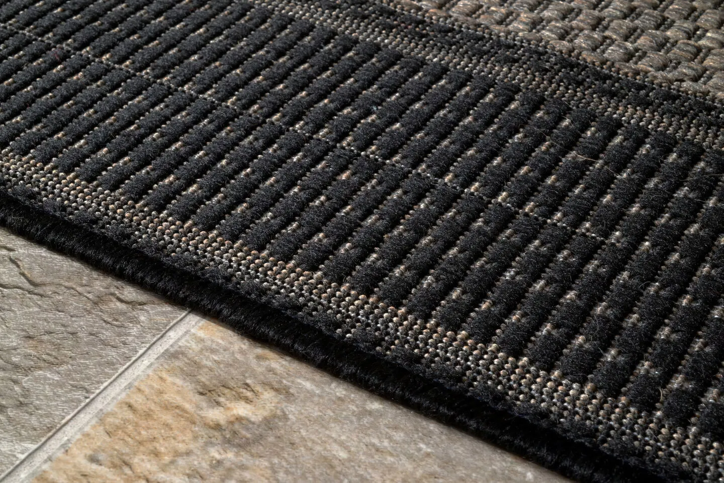 Large View Subi Brown Border Flatweave Rug