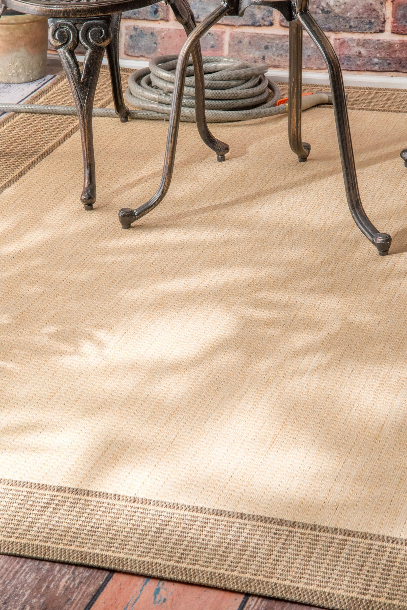 Subi Beige Border Flatweave Rug