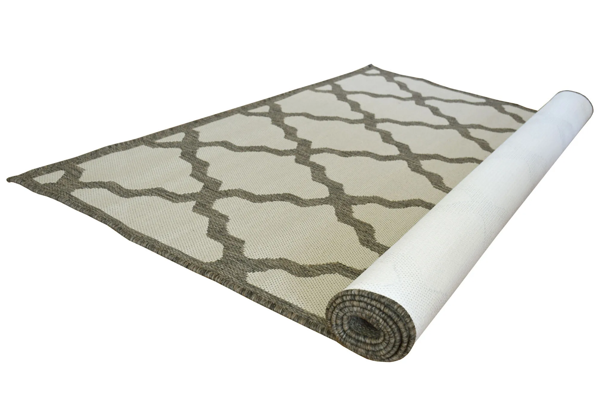 Large View Soleil Ivory Flatweave Trellis Rug