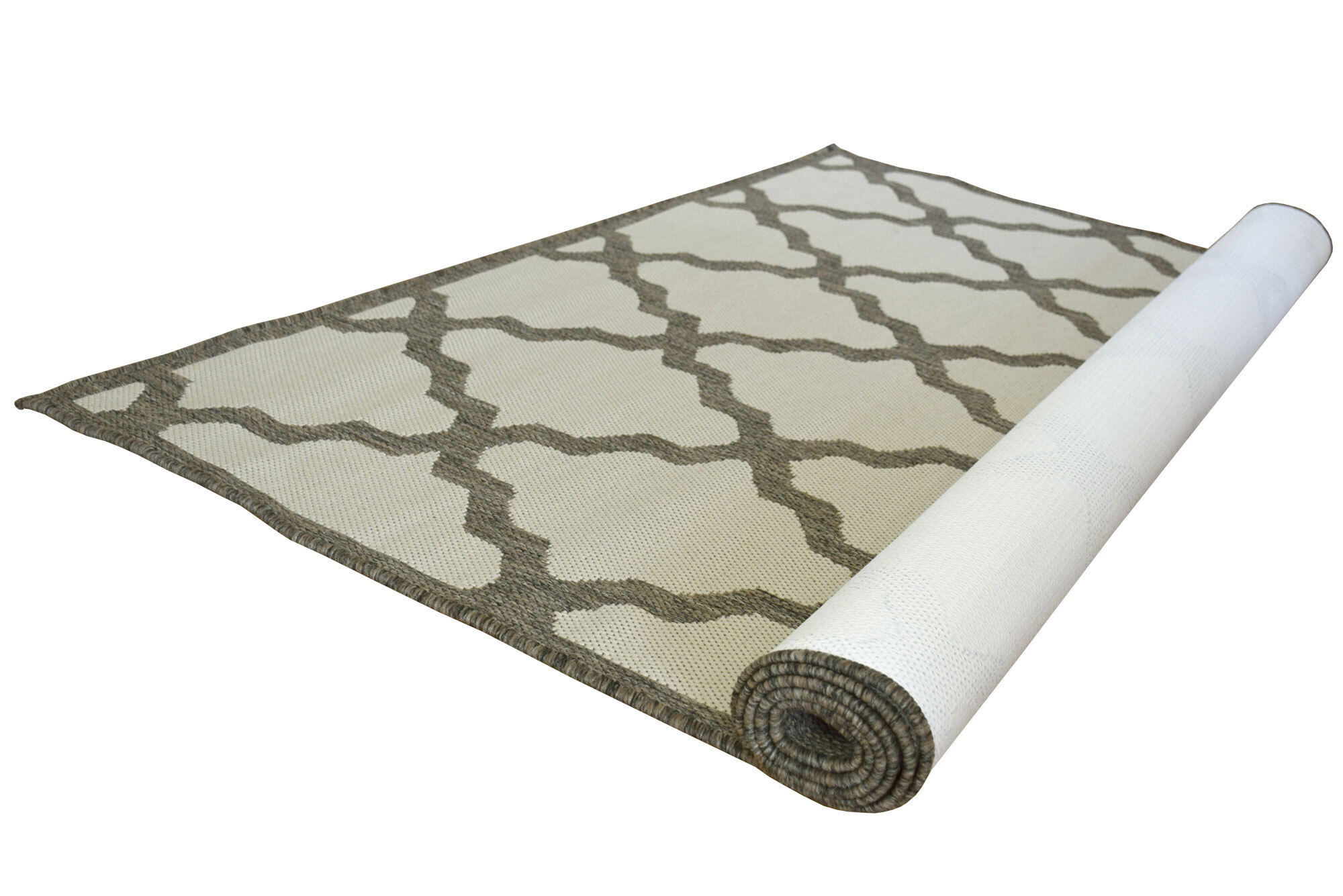 Large View Soleil Ivory Flatweave Trellis Rug