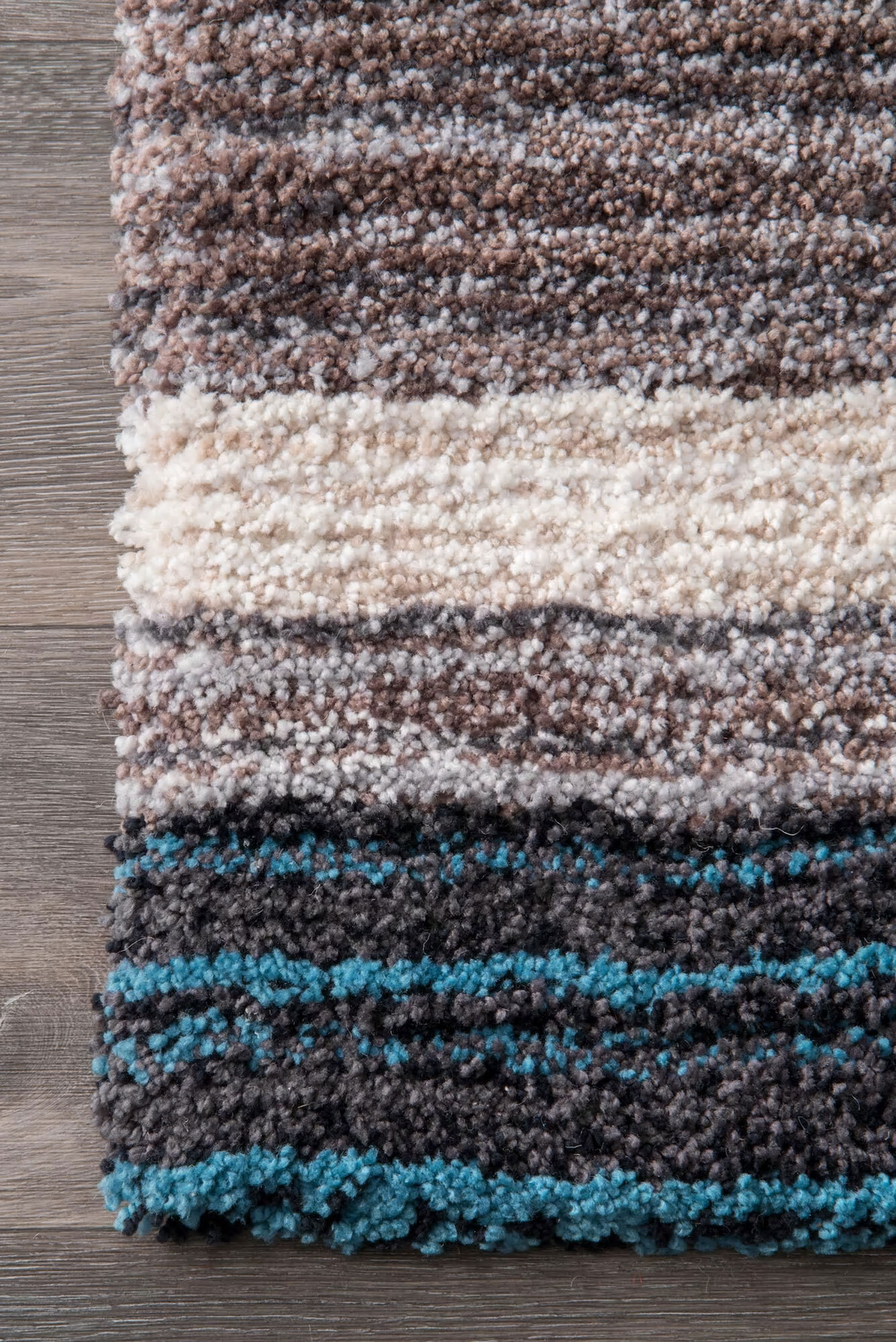 Symphony Striped Blue Shaggy Rug