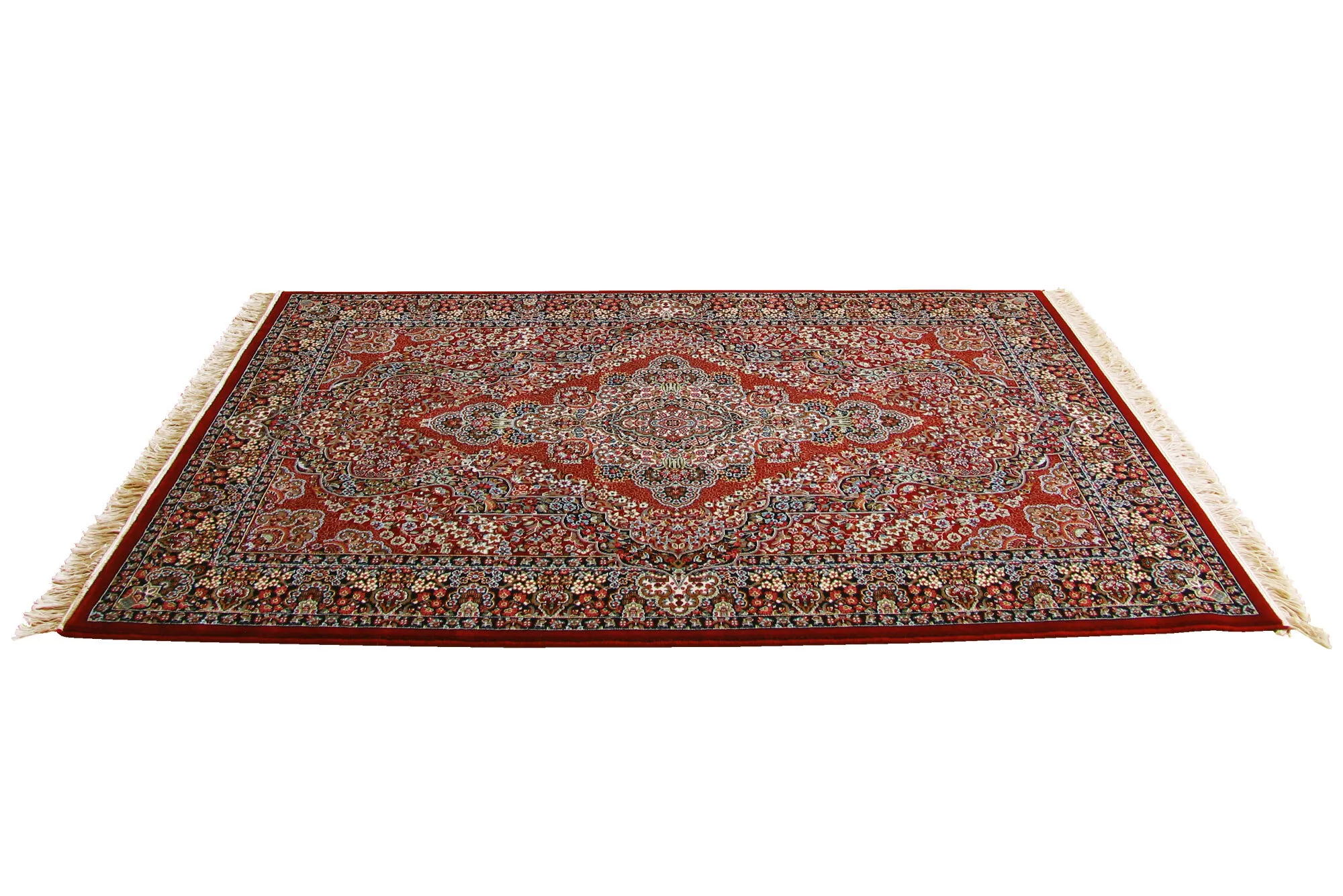 Tapis Red Traditional Fringed Rug