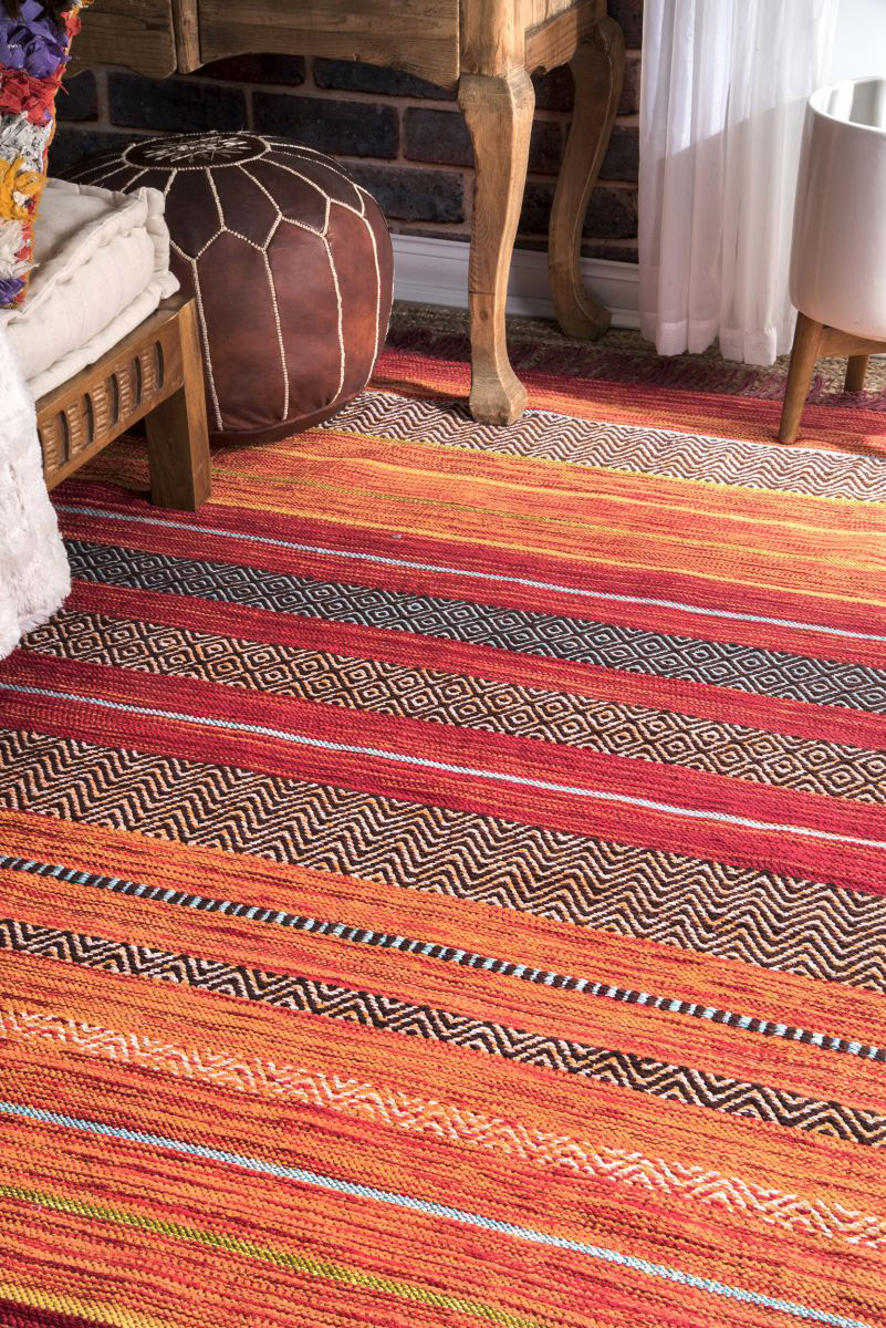 Tami Red Striped Flatweave Rug