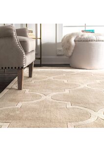 Mia Beige Hand Carved Trellis Rug