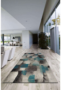 Adobe  Blue Square Pattern Rug