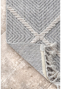Aroma Grey Moroccan Fringed Rug