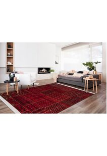 Red Tribal Afghan Patchwork Rug