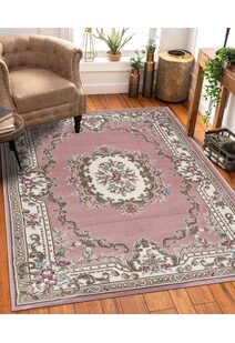 Abbie Pink Aubusson Floral Rugs