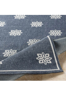 Ambient Navy Floral Outdoor Rug