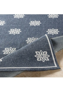 Ambient Navy Floral Outdoor Rug