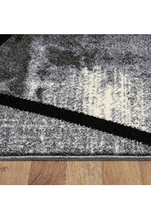 Aria Black Modern Geometric Rug