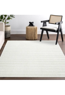 Austin Plain Ivory Striped Rug