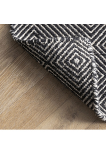 Dhurrie Black Flatweave Wool Rug