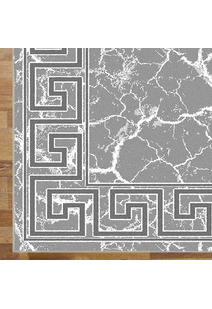 Dylan Grey Greek Key Border Rug