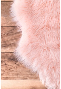 Fluffy Pink Fur Faux Sheepskin Rug