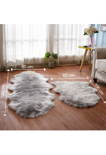 Fluffy Grey Fur Faux Sheepskin Rug