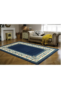 Gil Traditional Navy Border Rug