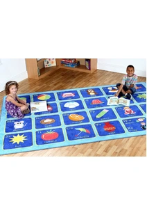 Kids Blue Alphabet Picture Rug