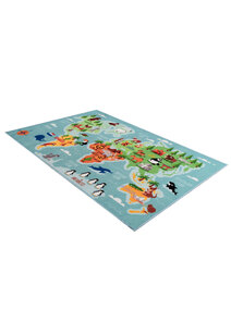 Kids World Map Sea Rug