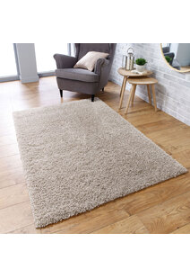 Lara Plain Beige Shaggy Rug