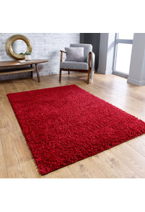 Lara Plain Red Shaggy Rug