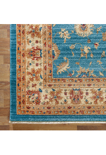 Parker Blue Oriental Fringed Rug