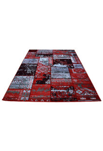 Paris Carved Red Patchwork Rug