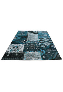 Paris Carved Blue Patchwork Rug