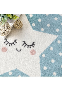 Poppy Moon & Stars Blue Kids Rug