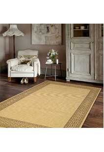 Sama Beige Greek Key Border Rug