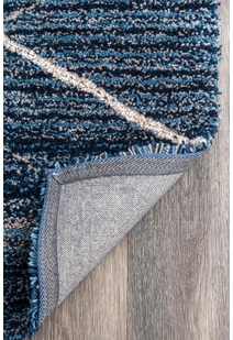Symphony Blue Striped Shag Rug