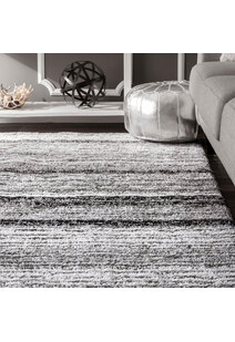 Symphony Grey Striped Shag Rug