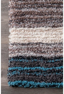 Symphony Striped Blue Shaggy Rug