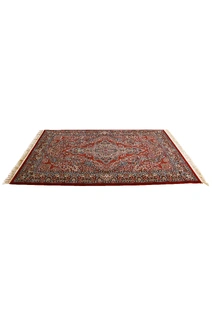 Tapis Red Traditional Fringed Rug