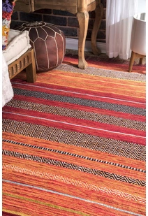 Tami Red Striped Flatweave Rug