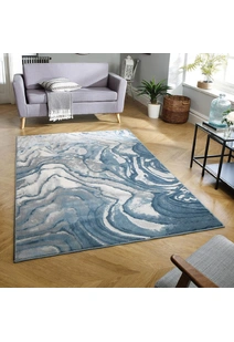 Torino Blue Monet Abstract Rug