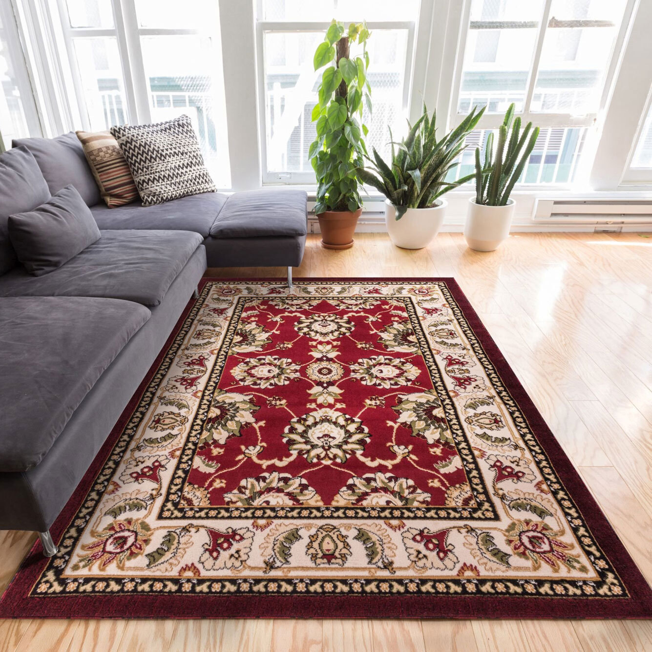 Large View Atlanta Red Traditional Floral Rug