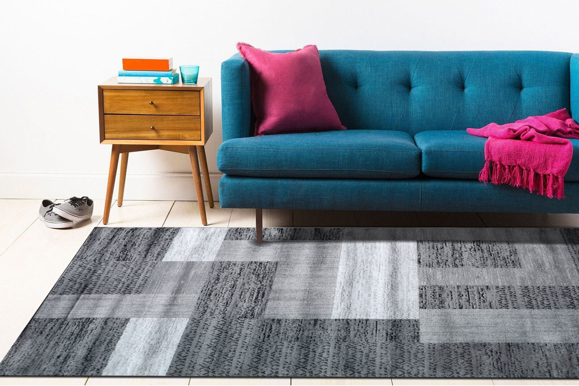 Large View Atlanta Modern Geometric Grey Rug