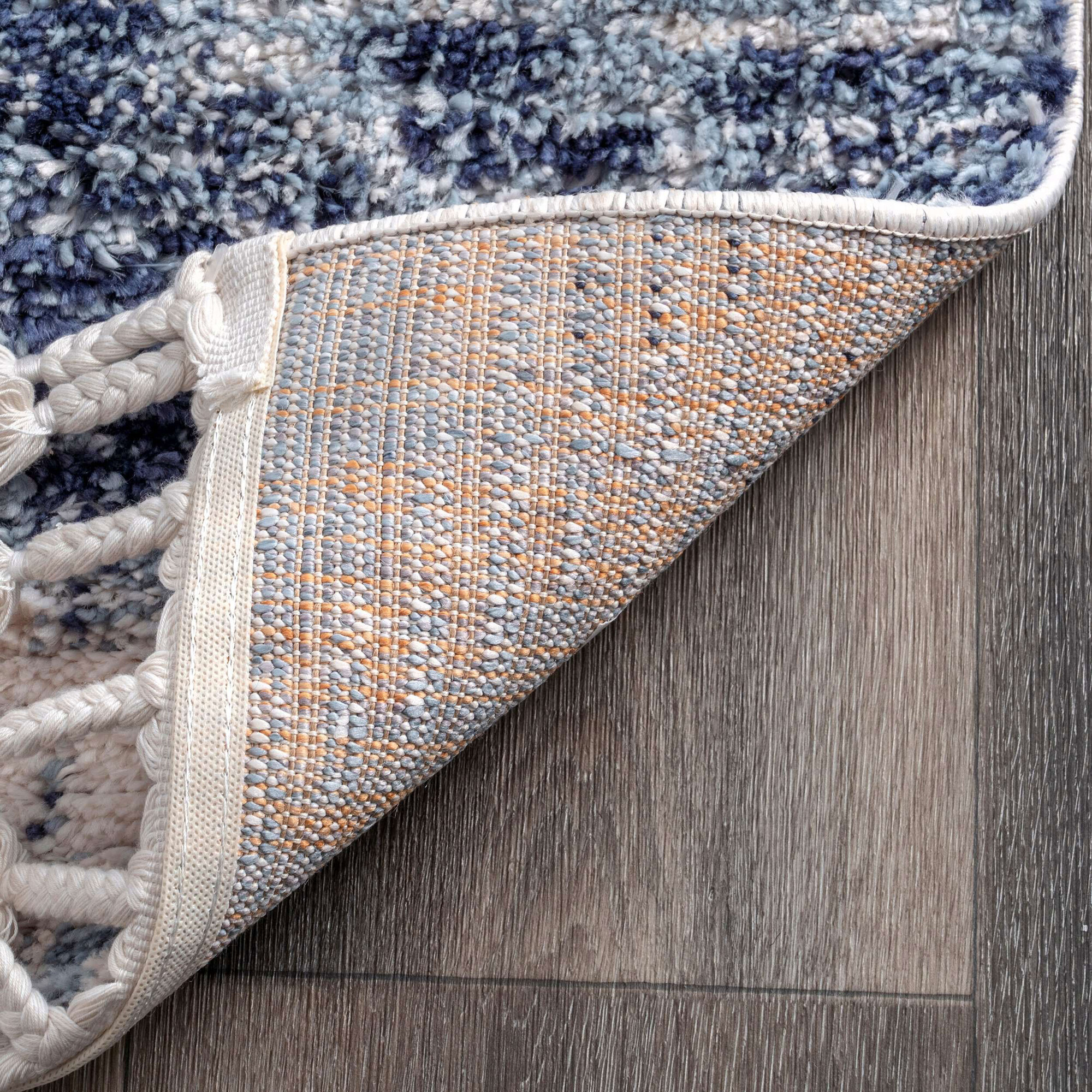 Large View Amara Blue Moroccan Tassel Rug
