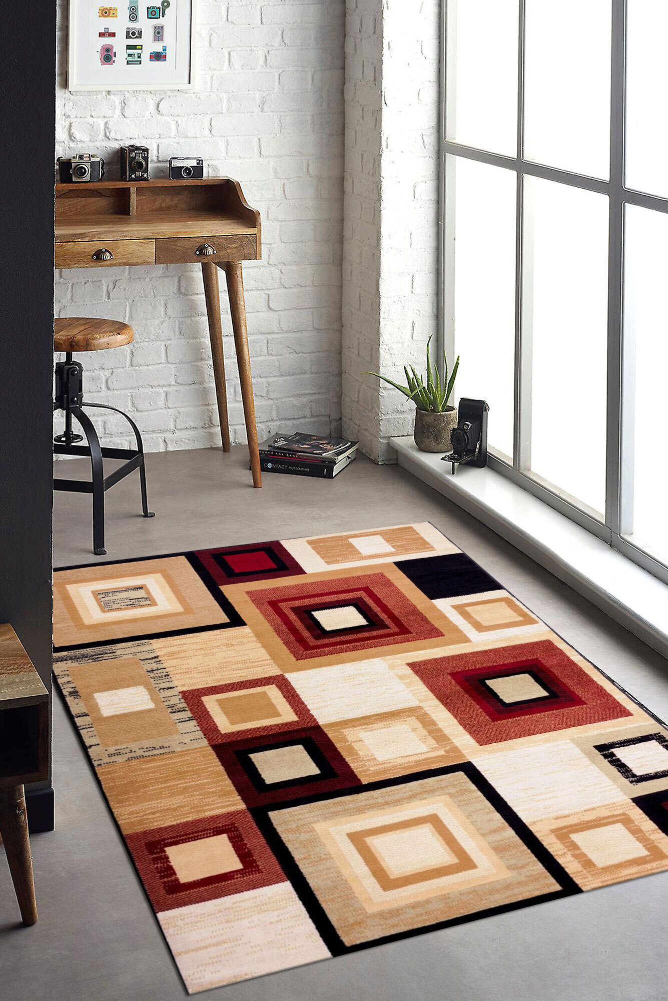 Large View Axel Modern Square Pattern Rug