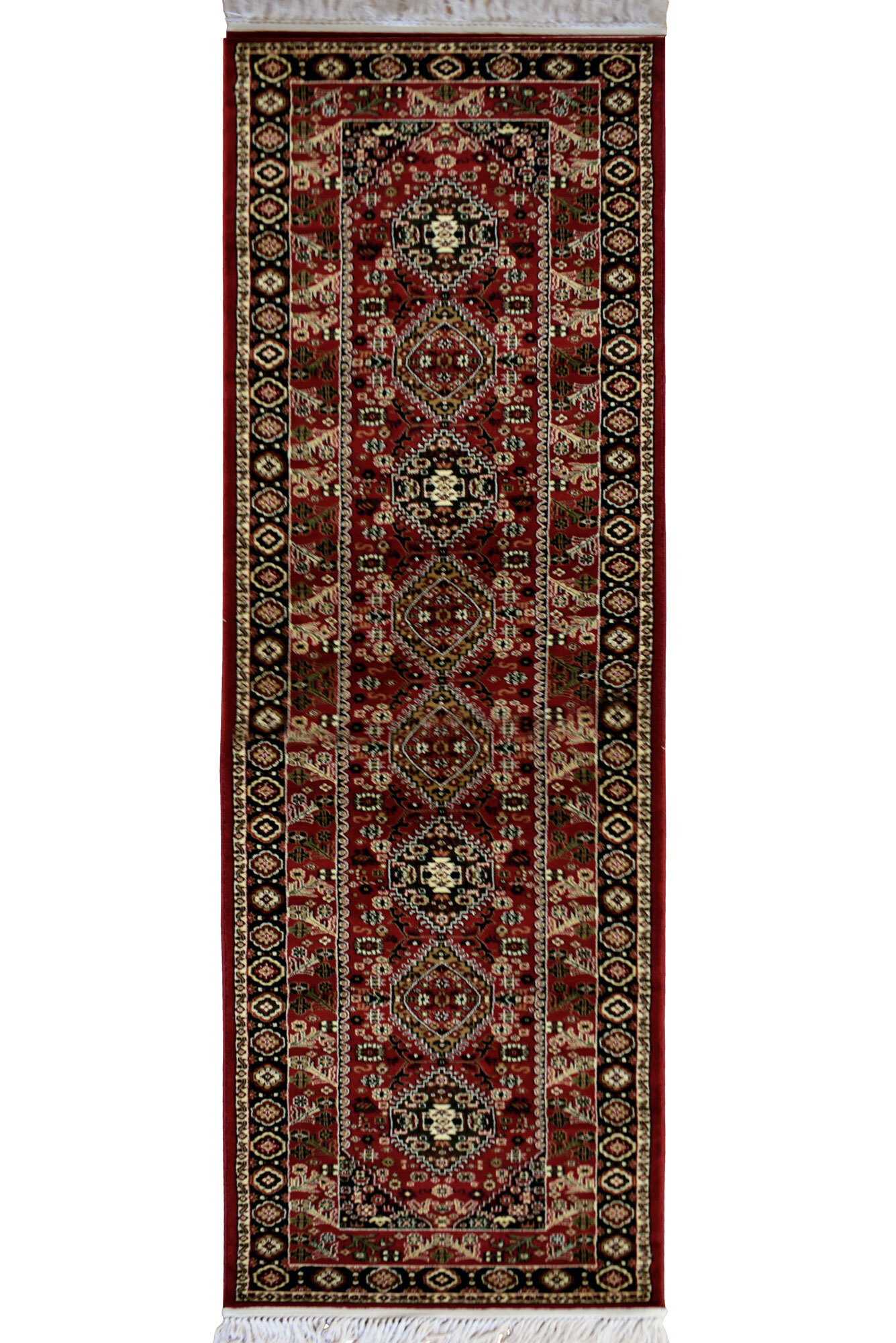 Large View Afghan Traditional Red Border Rug