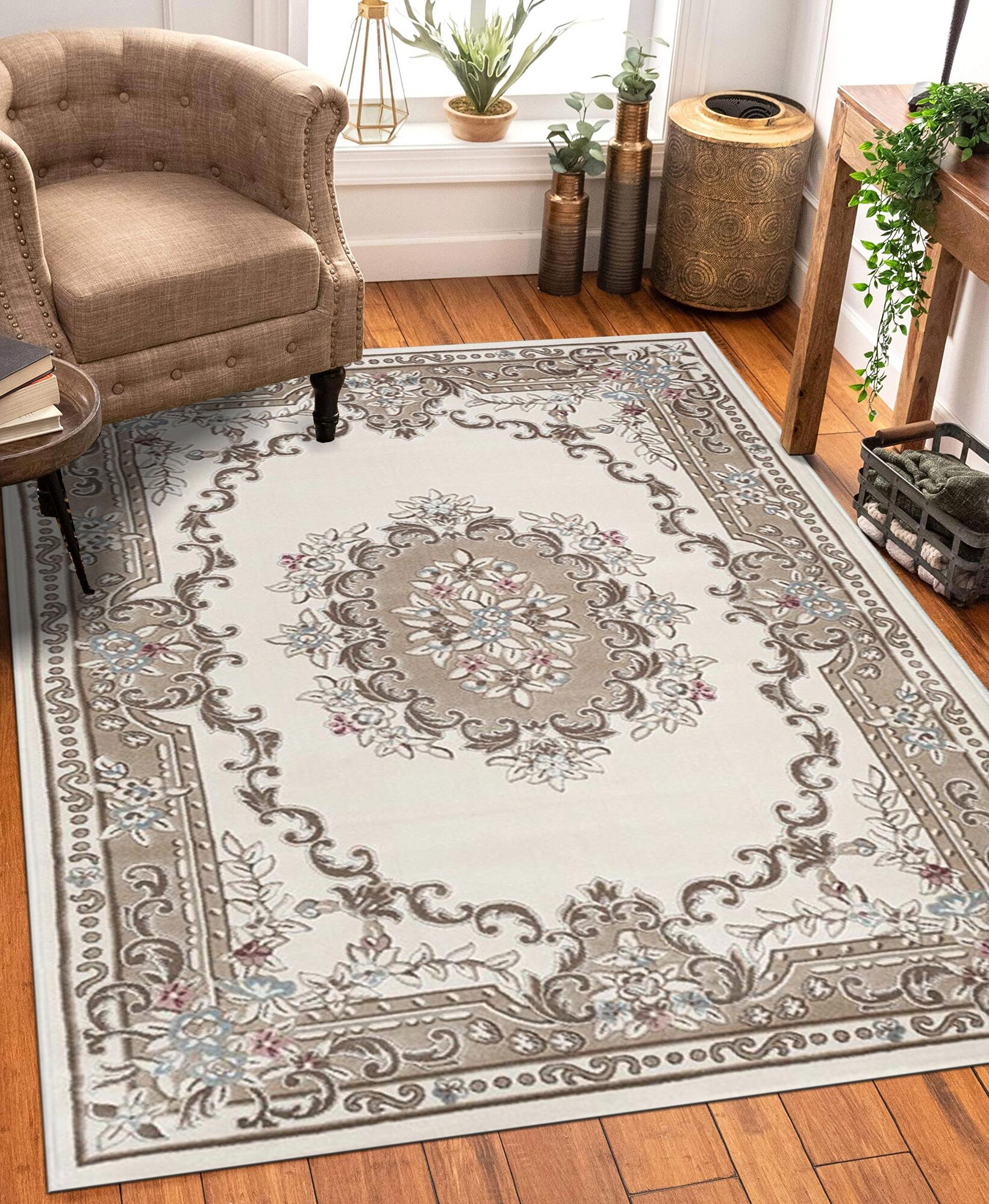 Abbie Cream Aubusson Floral Rugs