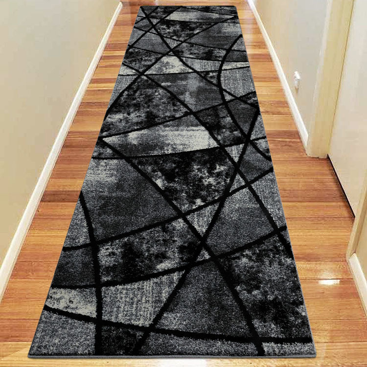 Aria Black Modern Geometric Rug