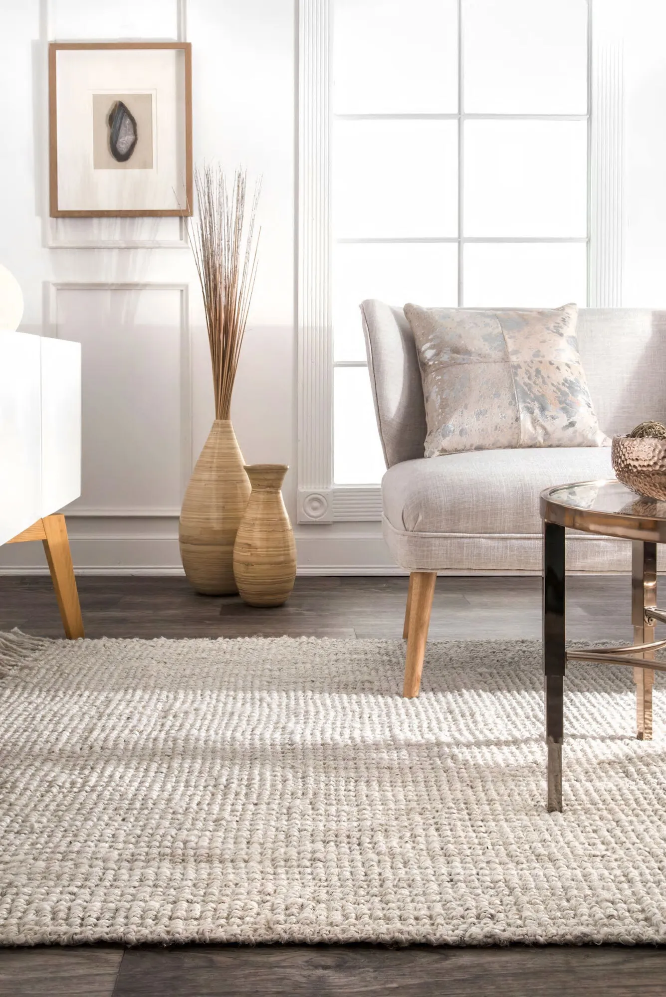 Bleach Jute Hand Woven Rug