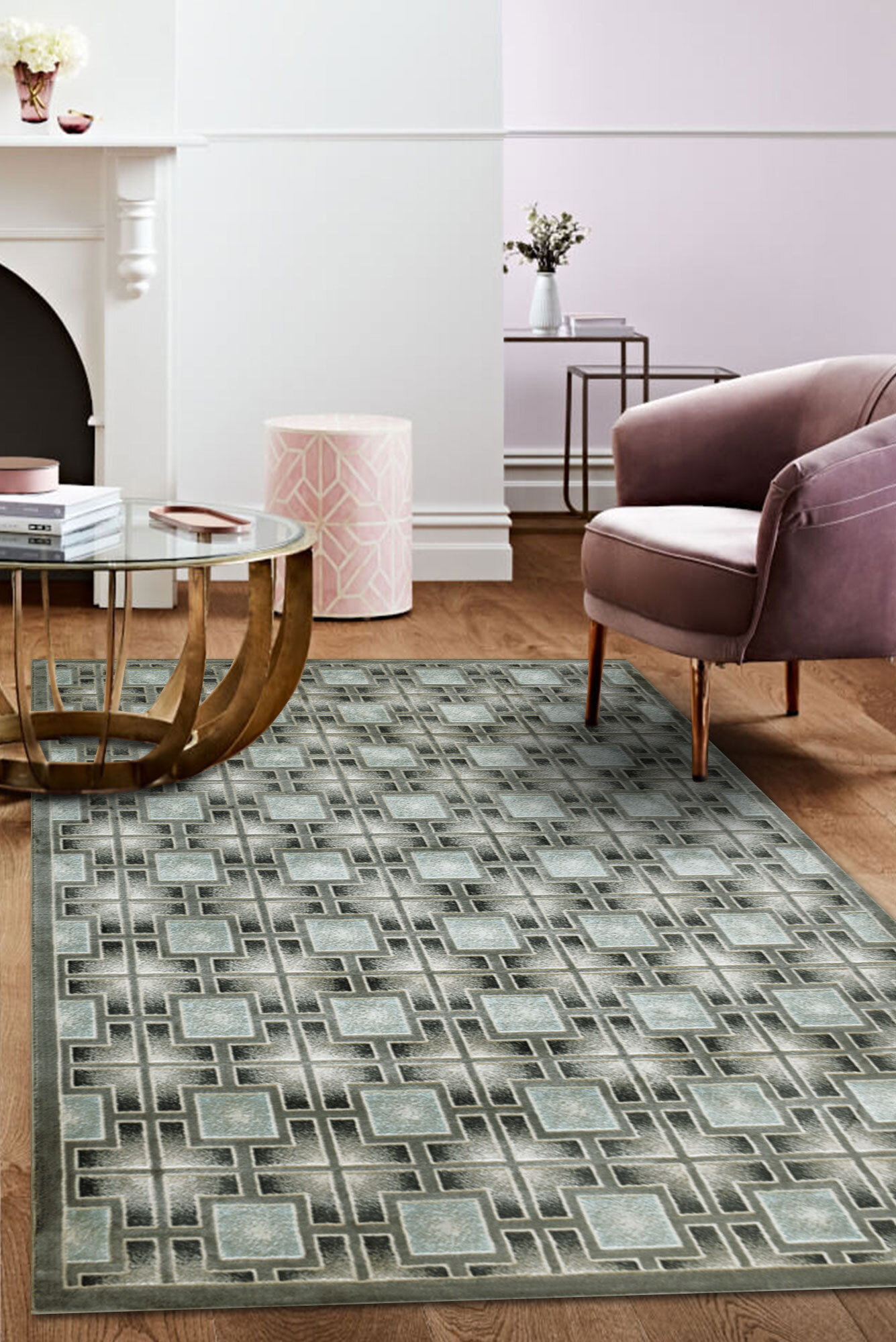 Large View Brigitte Square Pattern Rug