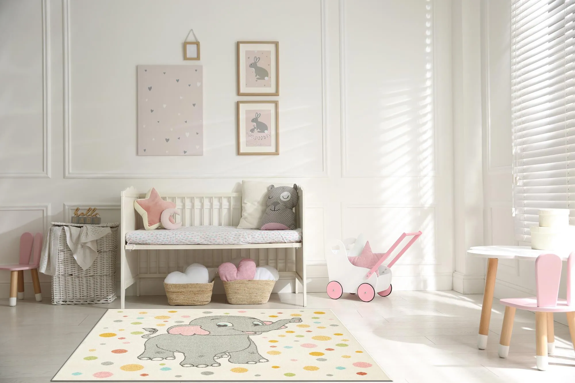 Candy Elephant Kids Square Rug