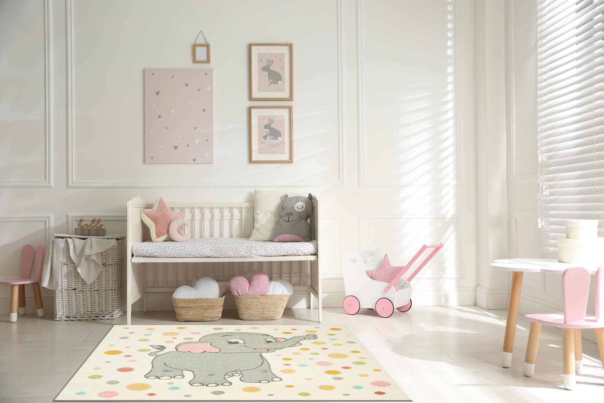 Large View Candy Elephant Kids Square Rug