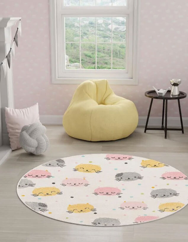 Candy Cat Face Round Rug