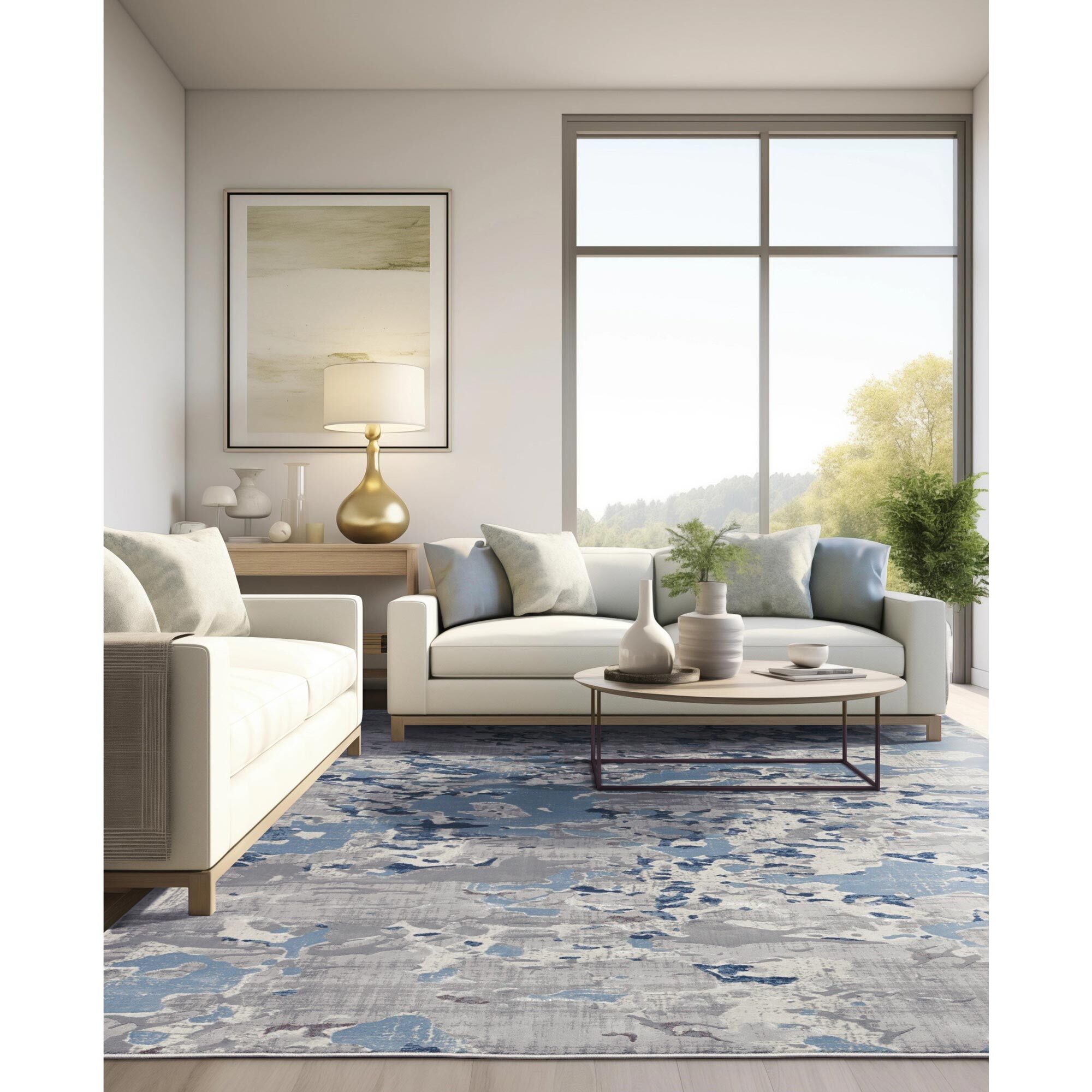 Large View Cloud Modern Abstract Rug