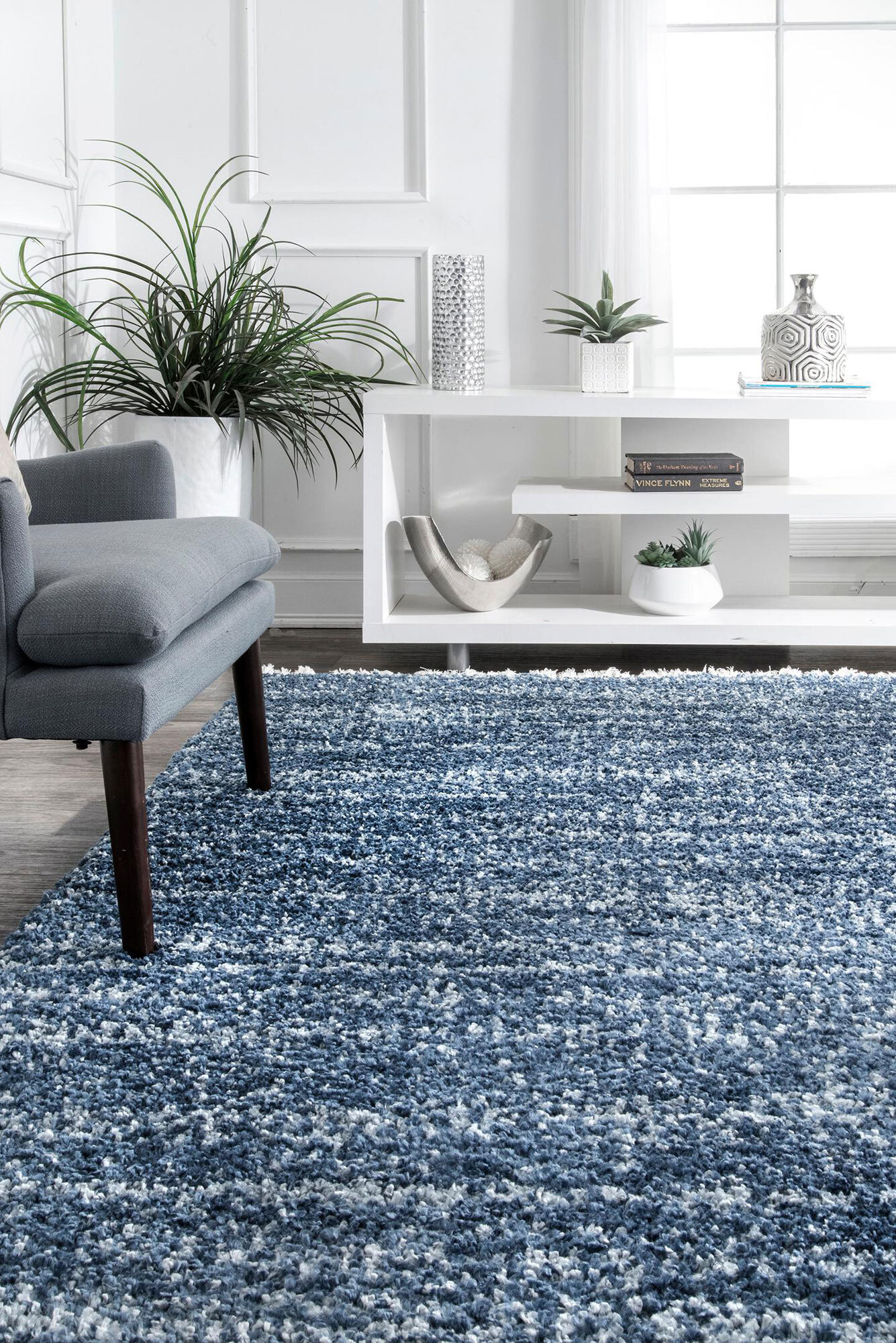 Large View Charles Blue Moroccan Shaggy Rug